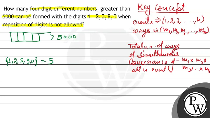 How many four digit different numbers, greater than 5000 can be formed with the digits 1 , \( 2,...