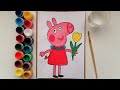 Как нарисовать Свинку Пеппу из мультика красками пошагово Простой рисунок для детей
