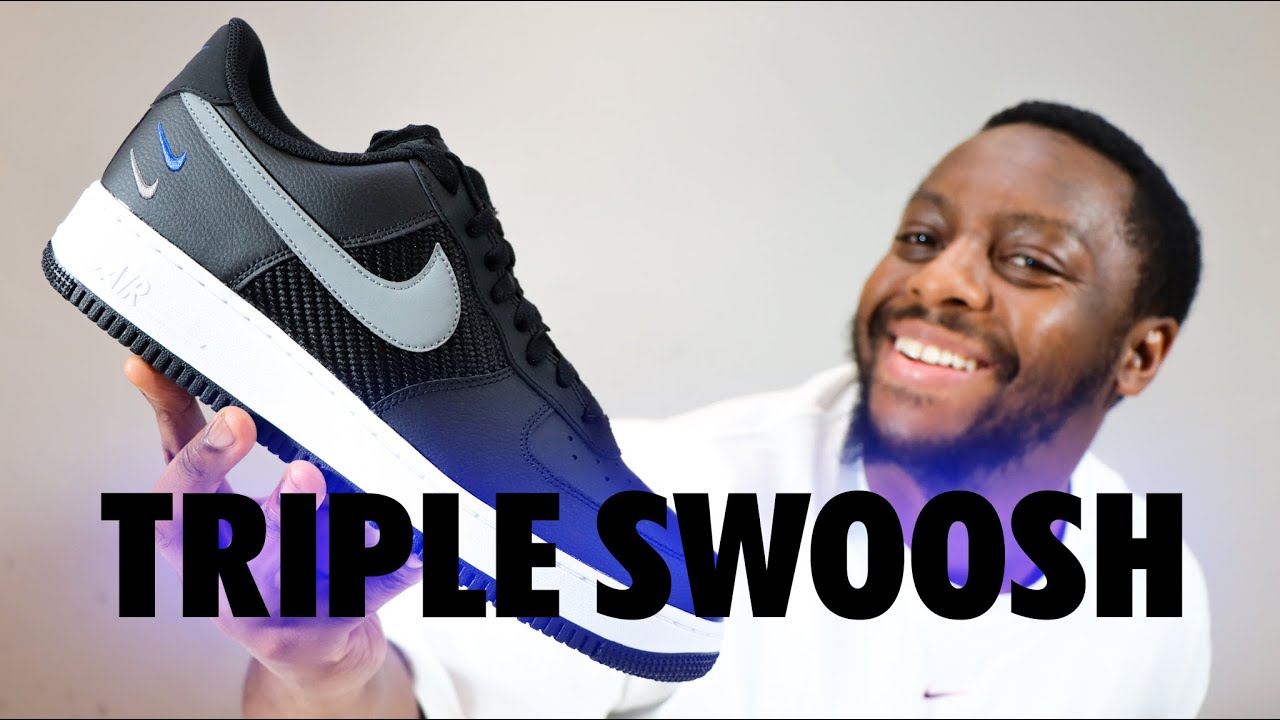 Air Force 1 Triple Swoosh Black Grey Racer Blue On Foot Review ...