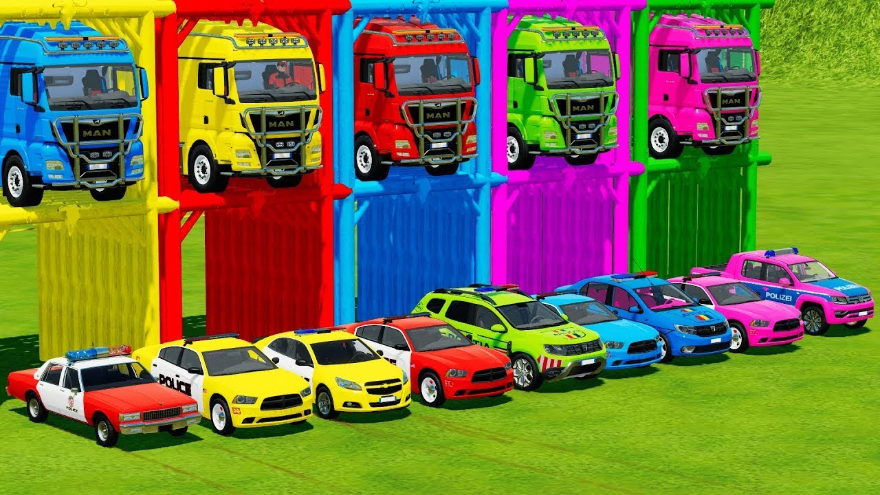 TRANSPORTING ALL POLICE CARS and AMBULANCE EMERGENCY VEHICLES WITH MERCEDES POLICE TRUCKS ! FS22