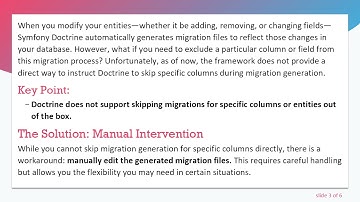 How to Handle Symfony Doctrine Migrations when Skipping Columns