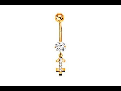 Šperky - Zlatý 14K piercing do bruška - číry zirkón, ligotavý symbol  zverokruhu - STRELEC - YouTube