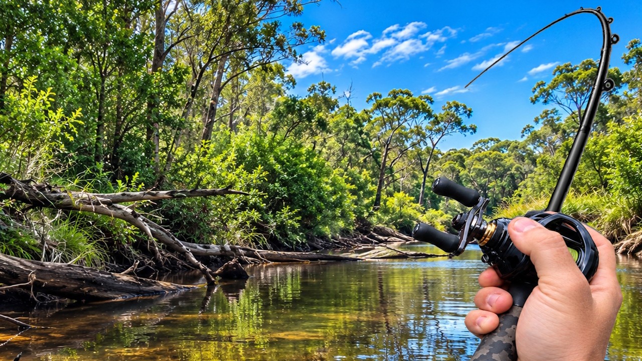 tiny creek full of big fish! land based + kayak fishing the skinny creeks