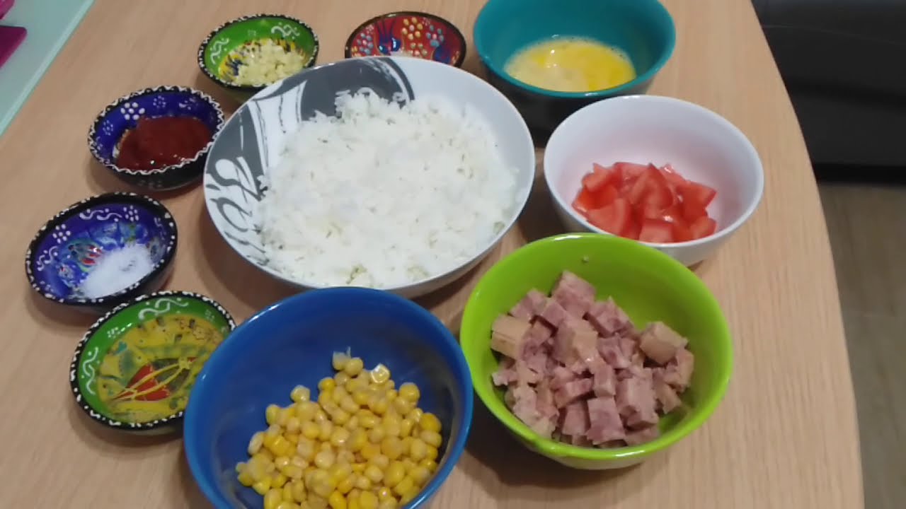 Fried Rice with Ketchup, corn🌽 tomato 🍅 egg YouTube