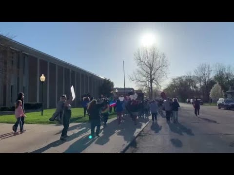 WATCH NOW: Organizers march, chant outside Chesterton Middle School