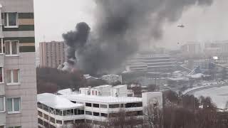 Пожар у метро Нагатинская 7.02.2021