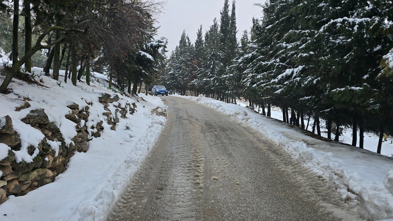 طريق جقللي الى شيخ الحديد  أجواء الثلج  وفرح الأهالي بقدوم  الخير  #مناظر خلابة #منطقةعفرين