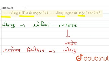 ..........जीवाणु अमोनिया को नाइट्राइट में एवं ..........जीवाणु नाइट्राइट को नाइट्रेट में बदल देत...