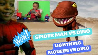 Spiderman And Lightning Mcqueen. Vs T Rex