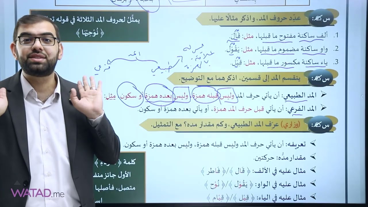 درس التلاوه والتجويد (المد بسبب الهمز) ⭐اعداد الاستاذ :محمد الحديدي توجيهي فلسطين 2008