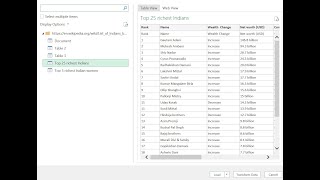 Import Data from web into Excel