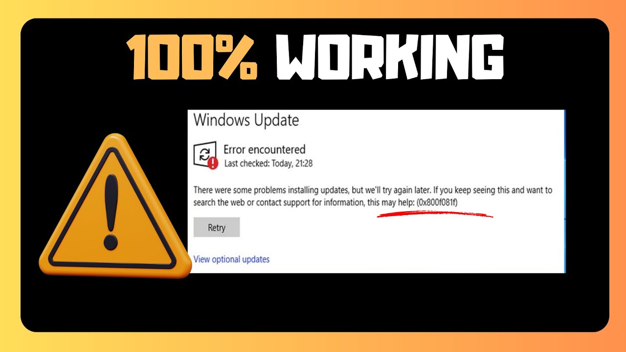 Fix Windows Update Error 0x800f081f QUICKLY! - YouTube