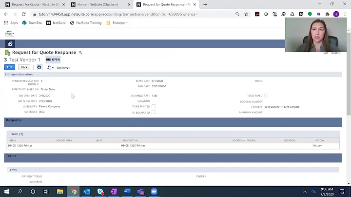 NetSuite Procurement Module: Request for Quote Demo