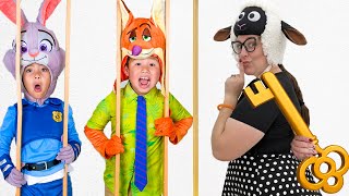 maddie kaden zootopia donut thief police kids adventure