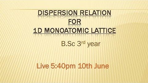 Dispersion Reln For 1D Monoatomic latiice For B.Sc 3rd Year