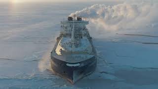 Rosatom icebreaker convoying LNG tanker along the Northern Sea Route