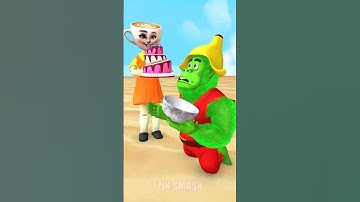 Please Pour It Properly! Zin Monkey Banana vs Team Brainrot! 🐵🍌 #zinsmash #funny #animation