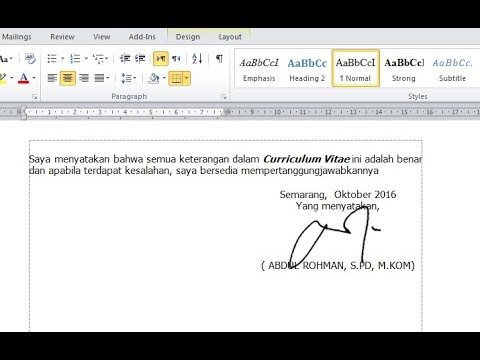 Cara buat tanda tangan di word 2010