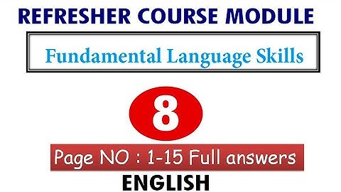 8th refresher module english fundamental concept with answerkey| 8th english refresher course module