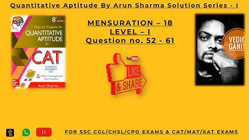 Quantitative Aptitude By Arun Sharma Solution Series 1 Mensuration Part 18(For SSC  CAT/MAT exam)