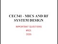 CEC341 MICs and RF System Design Anna University Important Questions #21 #2026 #2025