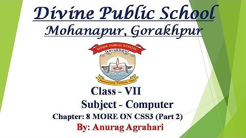 Class - 7 Sub - Computer Chapter - 8 More On CSS3(Part 2