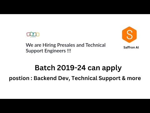 Zoho & Saffron Ai Hiring | 2019-2024  Batch can apply | Backend developer,Technical support and more