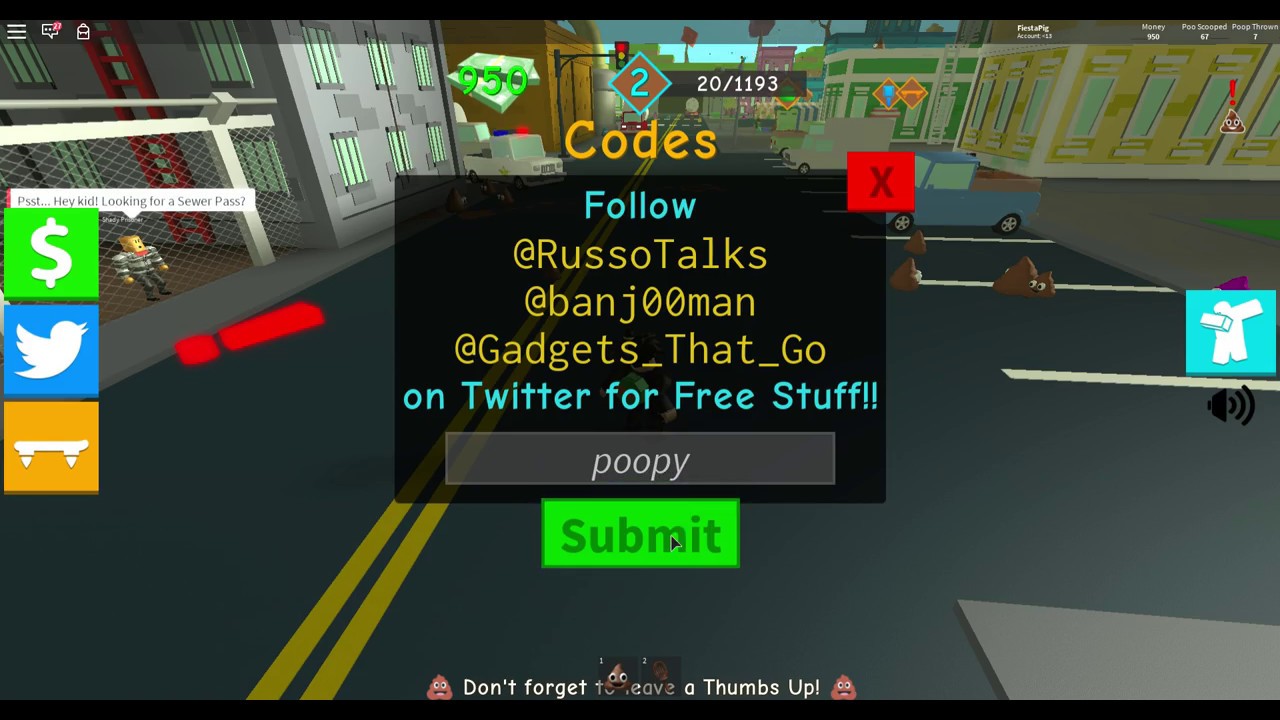 ALL CODES On Poop Scooping Simulator For Now On YouTube