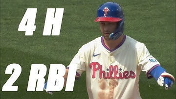 Trea Turner Goes 4 for 5 with a Double and a Steal vs Marlins!