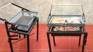 Rotating grill, with excellent stepbystep charcoal lifting system