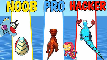 NOOB vs PRO vs HACKER | IN JURASSIC DINO RUN GAME | WITH OGGY AND JACK GAME