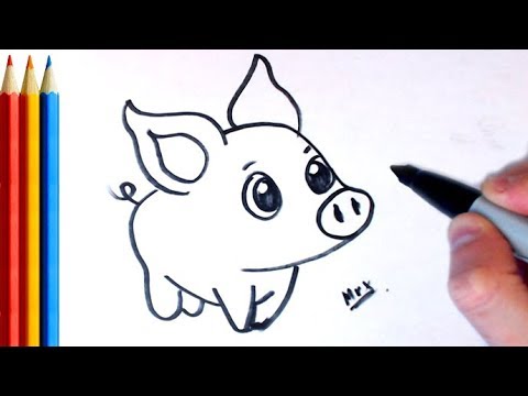 How to Draw Cute Piggy (super simple) - Step by Step Tutorial - YouTube