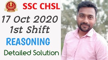 Reasoning | SSC CHSL 2019 | 17 Oct 2020 Shift-1 Solution | by Arvind Sir || Sharv Academy