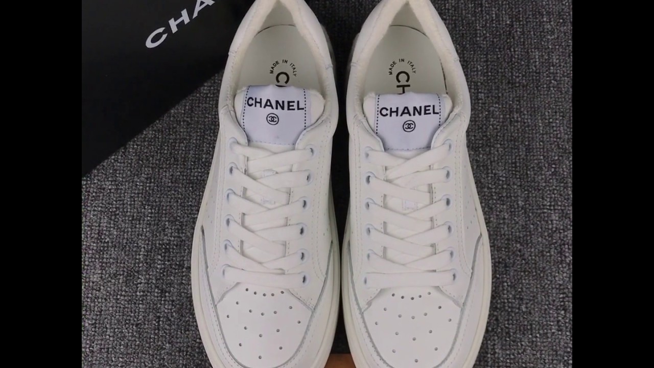 chanel white calfskin sneakers