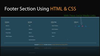 Footer Section Using Html U0026 Css  Footer Design With Social Media Buttons  In Hindi 