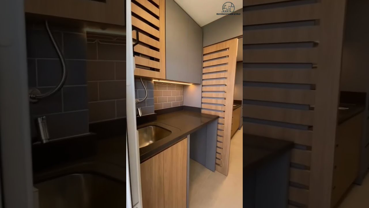 Wooden Finish Laminate With Matt Grey Kitchen Shorts Reels Youtubesho