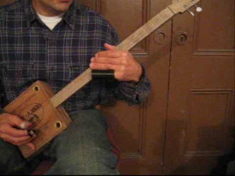 How to Play Cigar Box Guitar 4 String Lesson 1 Part A / For Sale CD 5 / Robert Johnson Bottleneck