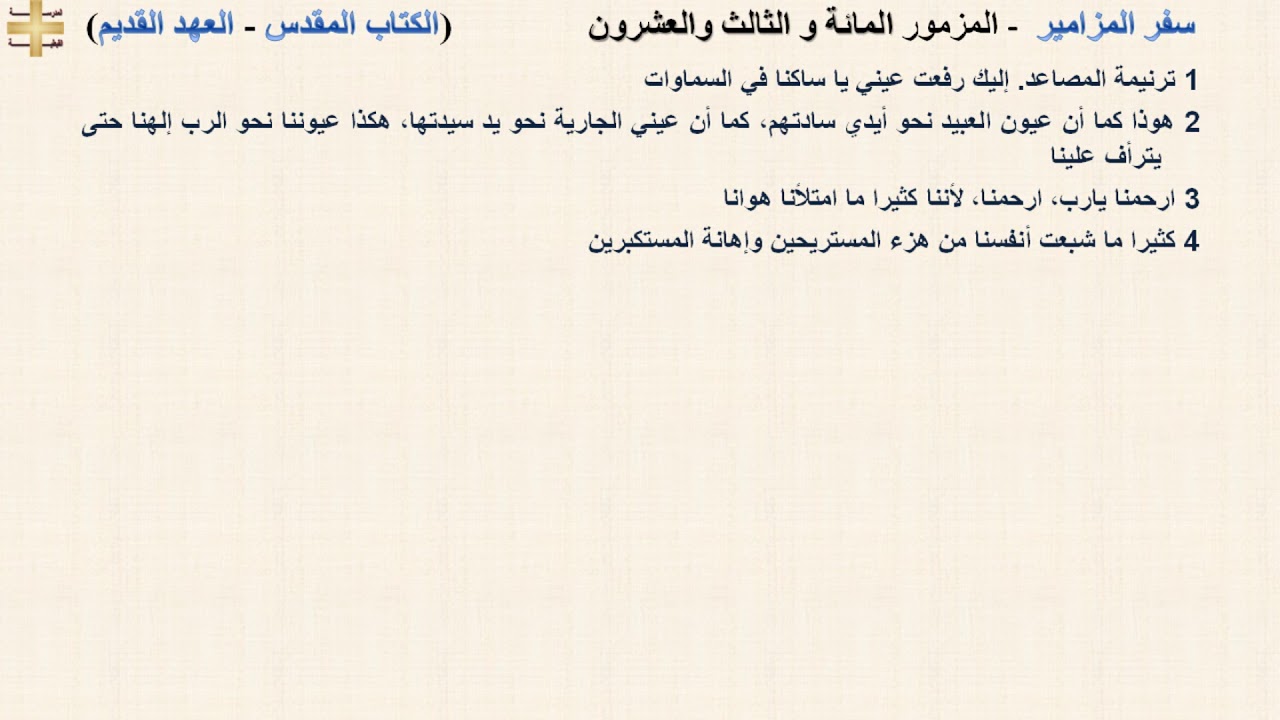 سفر المزامير 123 - المزمور المائة و الثالث والعشرون - د/مجدى نجيب - ابونا ابرام