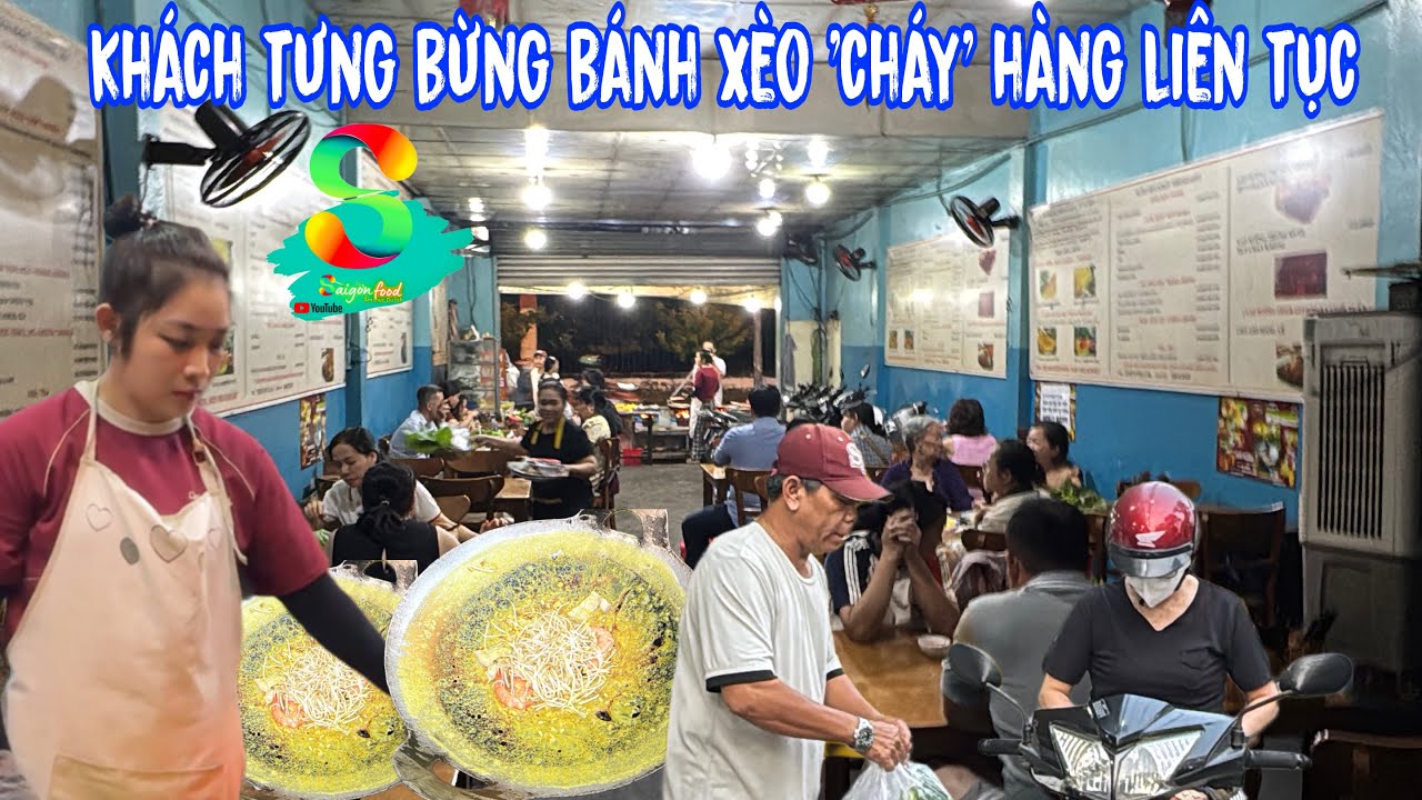 🟢Khách đông tưng bừng bánh xèo "cháy hàng" liên tục