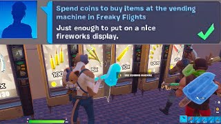 Spend coins to buy items at the vending machine in Freaky Flights 50 - Fortnite