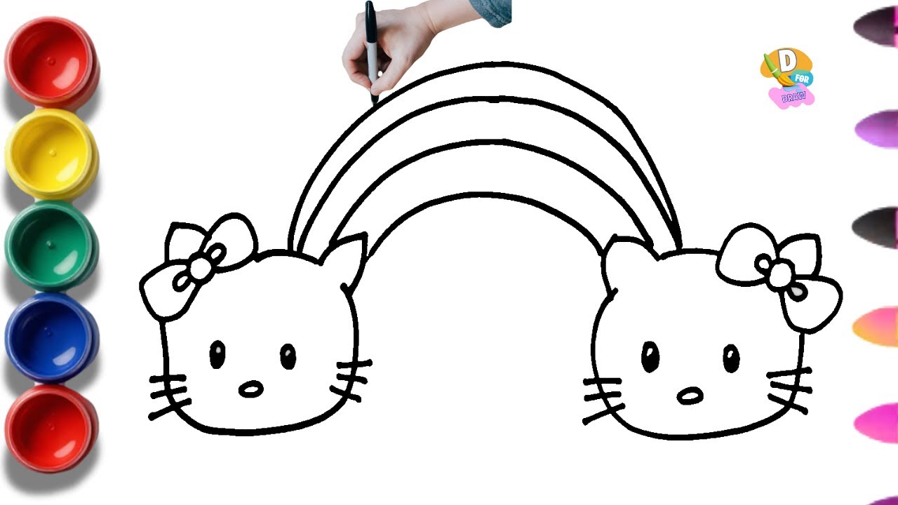 How to Draw a Cute kitty with Rainbow | Easy step by step Drawing Turorial