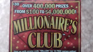 WINNER! $30 MILLIONAIRE'S CLUB FOR MILLIONAIRE BOOK SCRATCHER! MICHIGAN LOTTERY TICKET