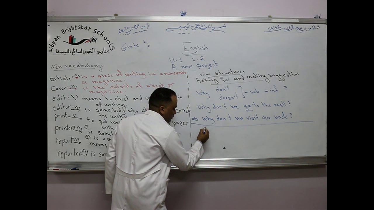 مادة اللغة الأنجليزية للصف التاسع الأساسي/   Unit 2-  A new project