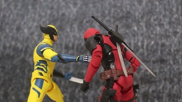 Deadpool vs Wolverine Stop Motion Battle | Classic 350 Scale Action Figures | RideTheClassic