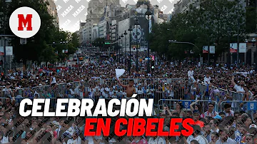 La afición del Real Madrid celebra el título de Laliga en CIBELES, en directo