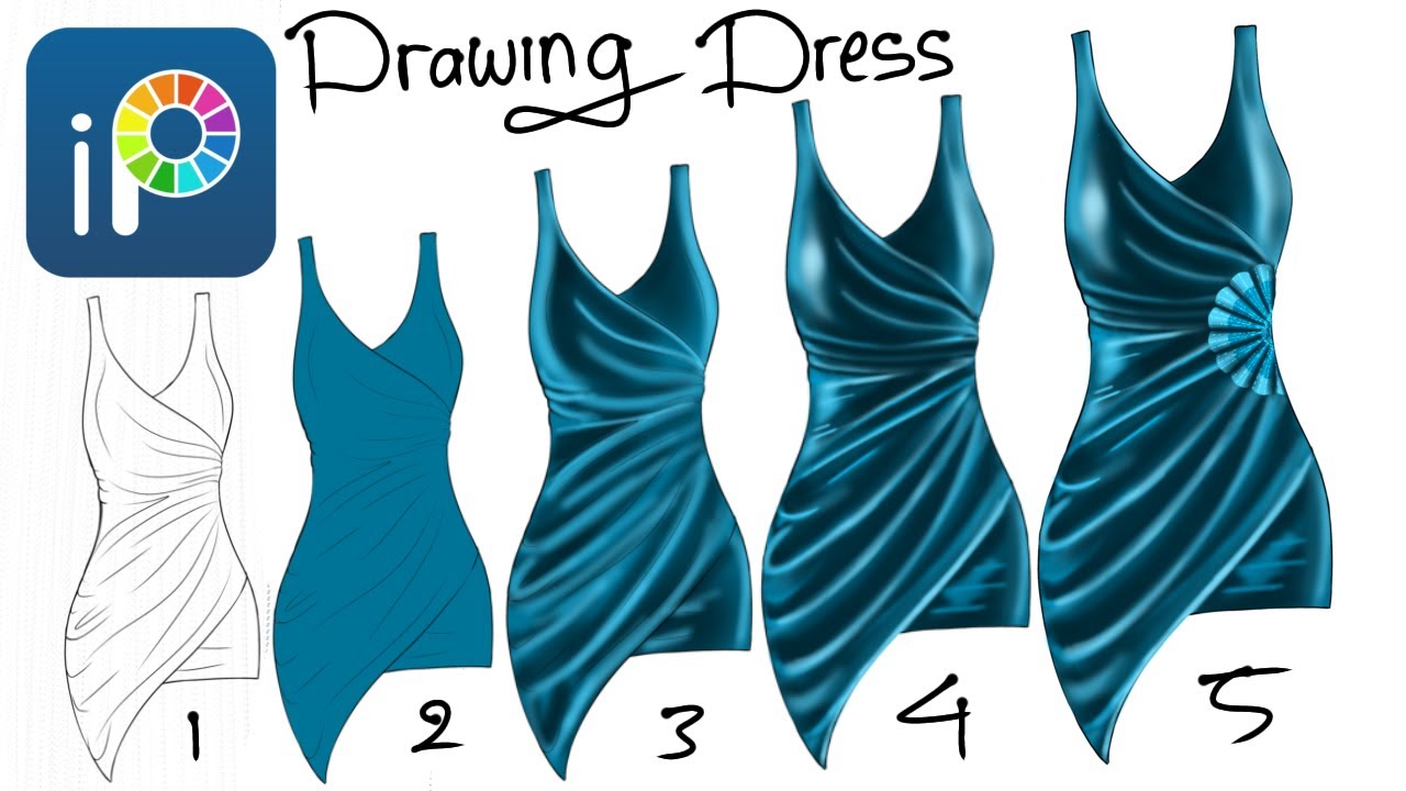 Step by step tutorial drawing dress on ibis paint x || fashion ...