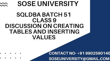 SqlDBA Batch 51 Class 9 Discussion on Creating Tables and Inserting Values || Contact +91 9902590140