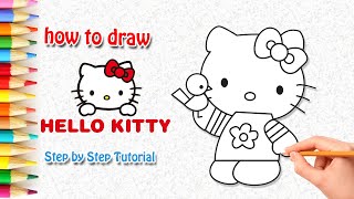 رسم سهل كيوت || كيف ترسم هيلو كيتي || تعلم رسم كيتي خطوة بخطوة للمبتدئين #drawing #tutorial