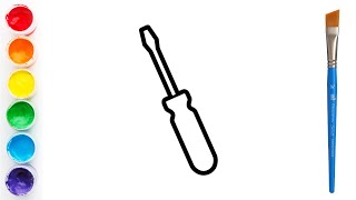 How to draw a screwdriver step by step | Screwdriver drawing very easy Wealth