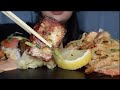 SEAFOOD UDON CREAMY NOODLES/DELICIOUS UNAGI HAND ROLL/SUSHI ROLL/NO TALKING/ASMR/REAL EATING SOUNDS